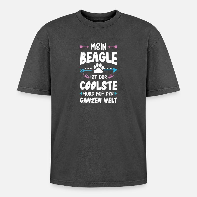 beagle hund spruch - Oversized Unisex Premium Acid-Washed T-Shirt - Schwarz Acid Wash