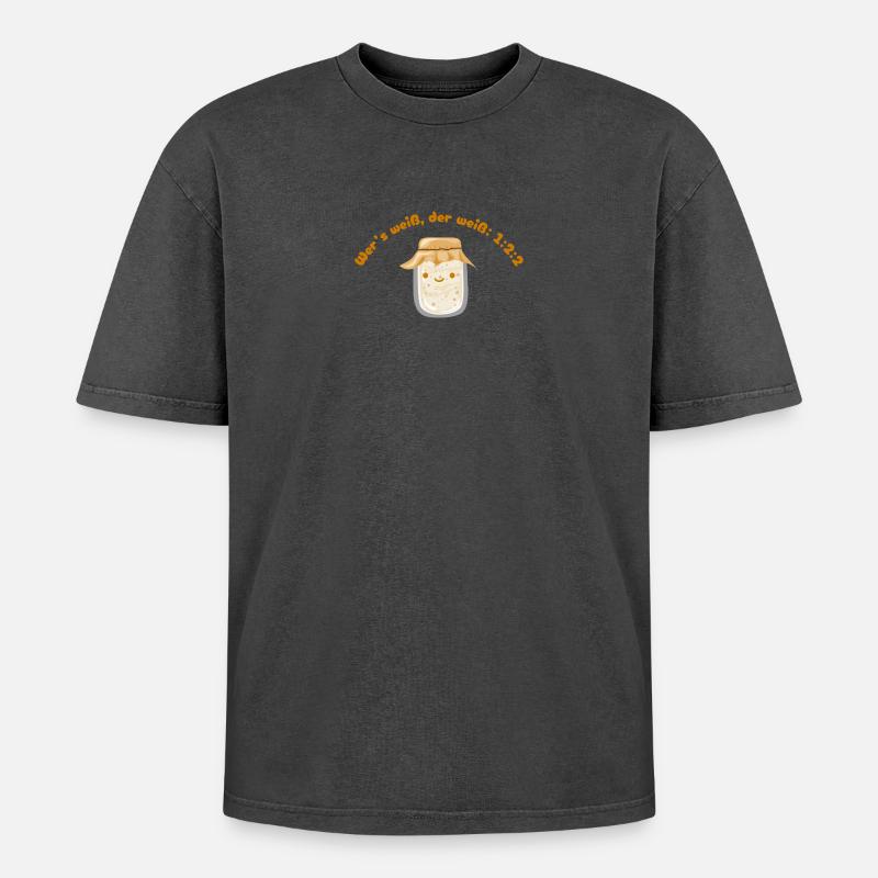 Sauerteigstarter - Oversized Unisex Premium Acid-Washed T-Shirt - Schwarz Acid Wash