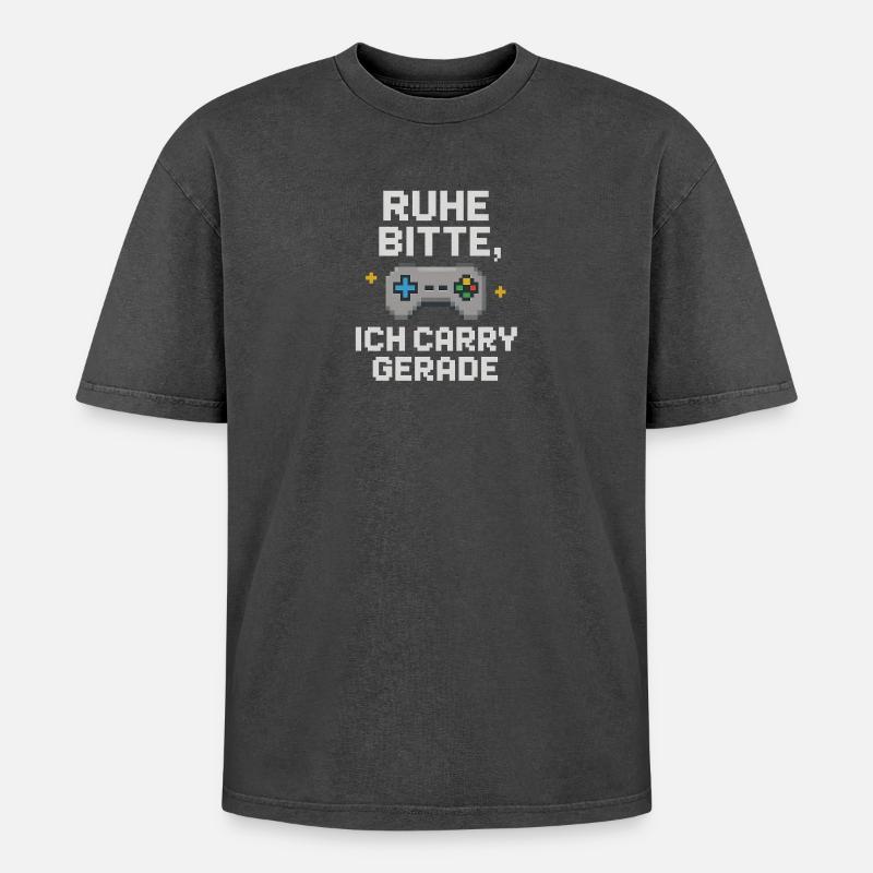 Silence Please Pixel Controller Graphiques - T-shirt Premium unisexe oversize acid-washed - noir délavé acide