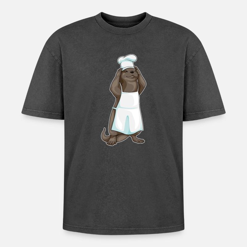 Chef Chef Cuisson Chef Cuisson - T-shirt Premium unisexe oversize acid-washed - noir délavé acide