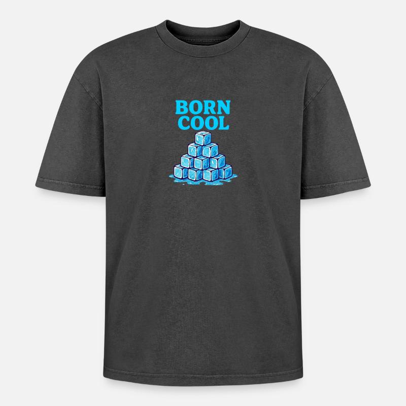 Eisblock Pyramide Blau - Oversized Unisex Premium Acid-Washed T-Shirt - Schwarz Acid Wash