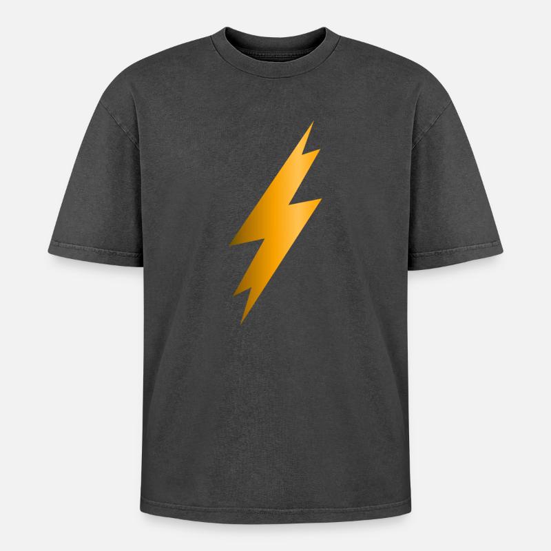 Blitzschlag - Oversized Unisex Premium Acid-Washed T-Shirt - Schwarz Acid Wash