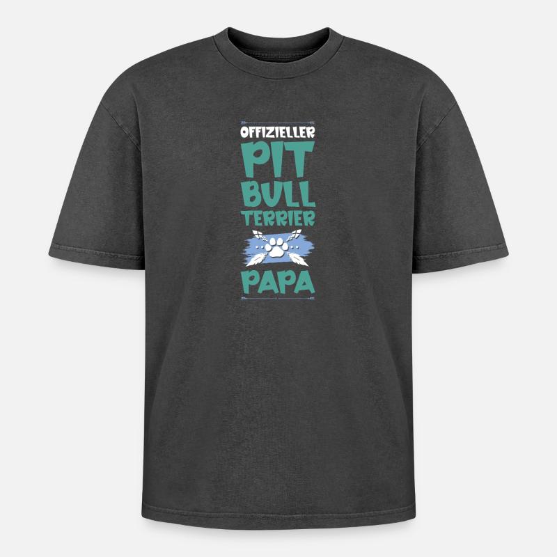 pit hunde papa - Oversized Unisex Premium Acid-Washed T-Shirt - Schwarz Acid Wash