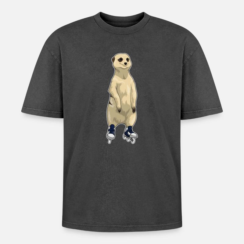 Erdmännchen Inline skating Inline skates - Oversized Unisex Premium Acid-Washed T-Shirt - Schwarz Acid Wash