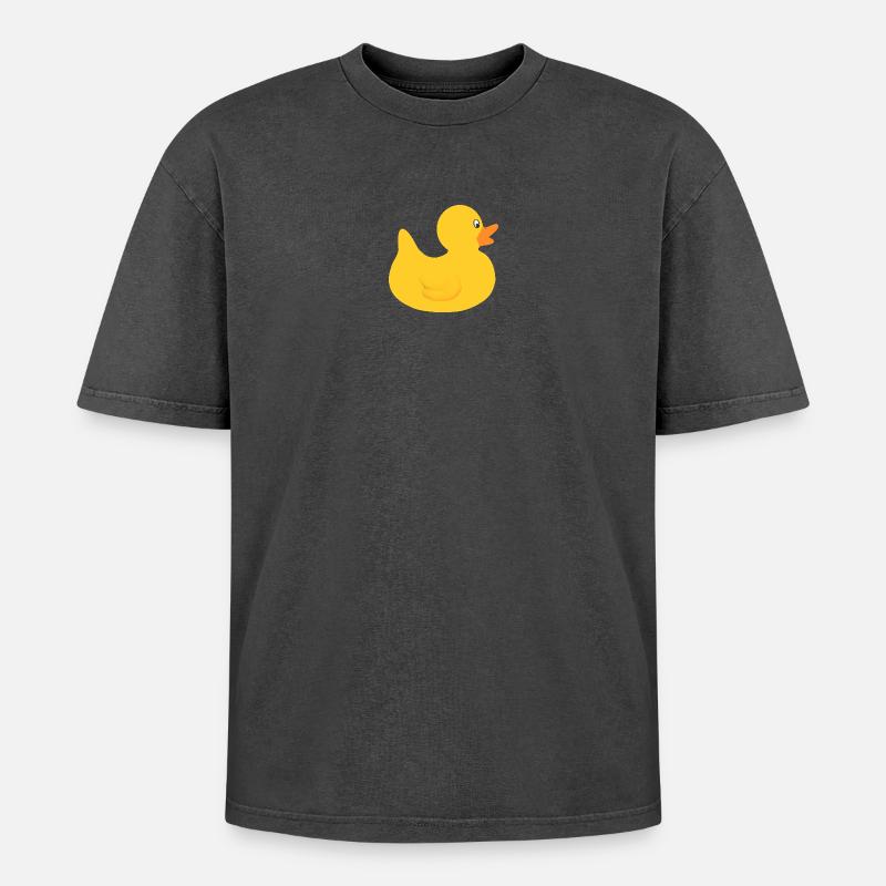 duck - Oversized Unisex Premium Acid-Washed T-Shirt - acid washed black