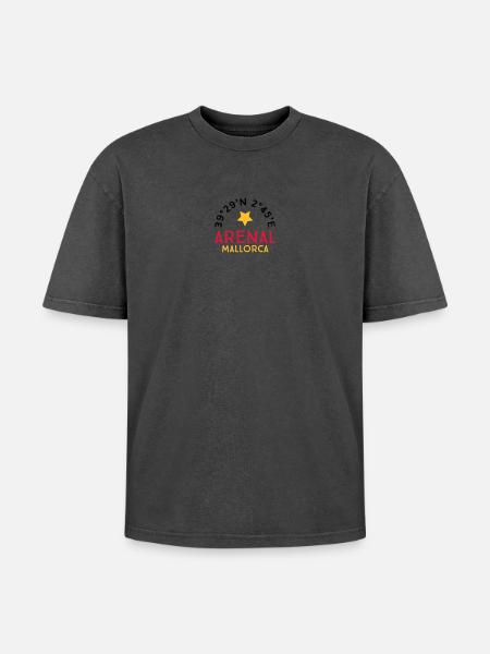 Arenal Mallorca - T-shirt Premium unisexe oversize acid-washed - noir délavé acide