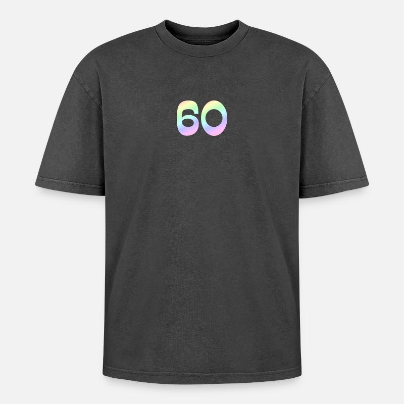 geschenkidee, 60 pastellfarbe - Oversized Unisex Premium Acid-Washed T-Shirt - Schwarz Acid Wash