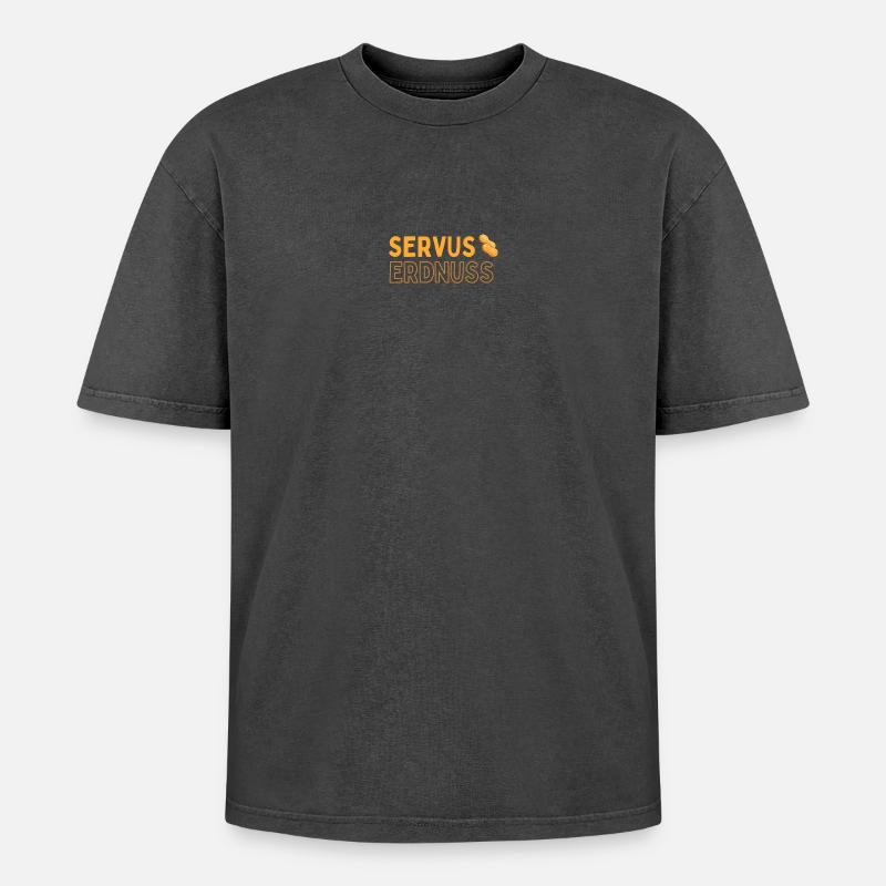 Servus Erdnuss - Oversized Unisex Premium Acid-Washed T-Shirt - Schwarz Acid Wash