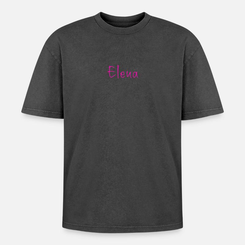 Elena - Oversized Unisex Premium Acid-Washed T-Shirt - Schwarz Acid Wash