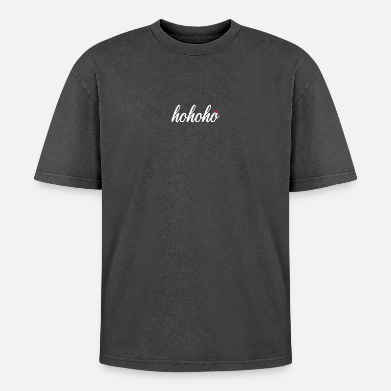 hohoho mit der Mütze vom Weihnachtsmann - Oversized Unisex Premium Acid-Washed T-Shirt - Schwarz Acid Wash