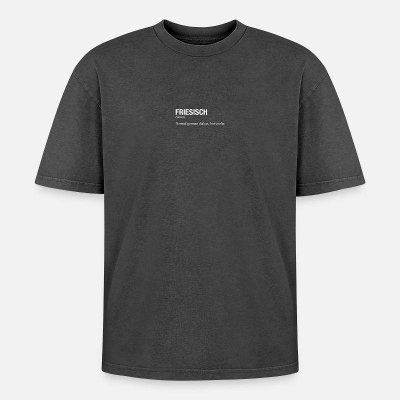 FRIESISCH - Oversized Unisex Premium Acid-Washed T-Shirt - Schwarz Acid Wash