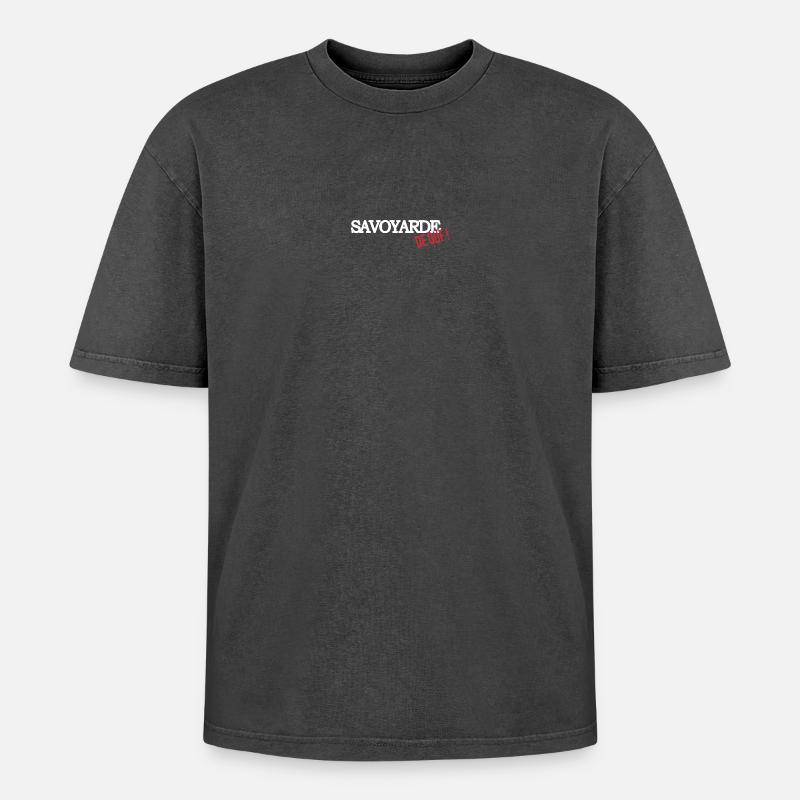 Savoyarde de ouf (blanc) - T-shirt Premium unisexe oversize acid-washed - noir délavé acide
