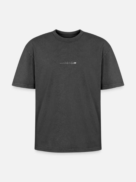 Heartbeat Scuba Dive - Oversized Unisex Premium Acid-Washed T-Shirt - acid washed black