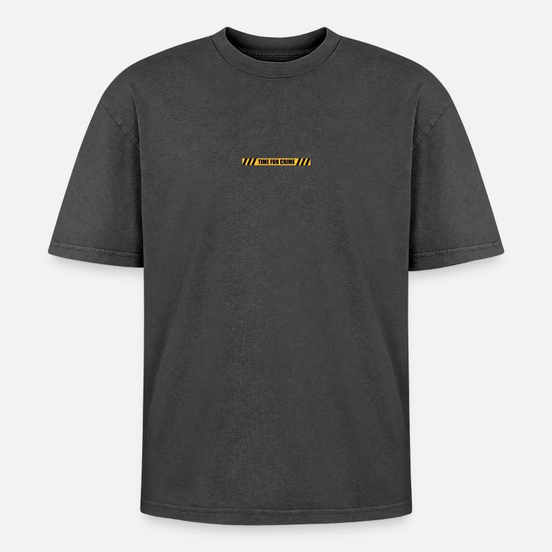 Time for Crime - Oversized Unisex Premium Acid-Washed T-Shirt - Schwarz Acid Wash