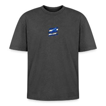 Blue Racer - Oversized Unisex Premium Acid-Washed T-Shirt - Schwarz Acid Wash - Vorne - AI Model Female 172 light (172cm) & AI Model Male 185 light (185cm)