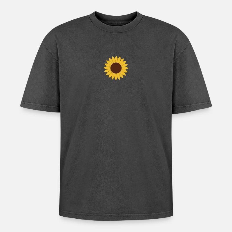 Sunflower - Oversized Unisex Premium Acid-Washed T-Shirt - acid washed black