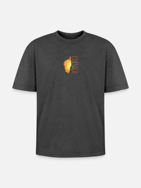 Corse - T-shirt Premium unisexe oversize acid-washed - noir délavé acide