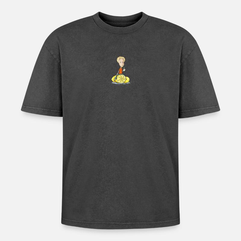 Gibt Dir das Leben Zitronen... - Oversized Unisex Premium Acid-Washed T-Shirt - Schwarz Acid Wash