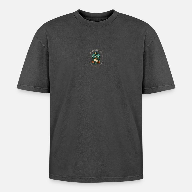 ACOTAR Suriel Tea Co - Oversized Unisex Premium Acid-Washed T-Shirt - Schwarz Acid Wash