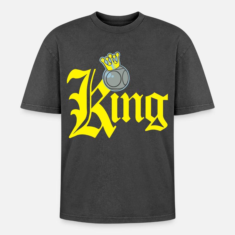 König Petanque Tippfehler - Oversized Unisex Premium Acid-Washed T-Shirt - Schwarz Acid Wash