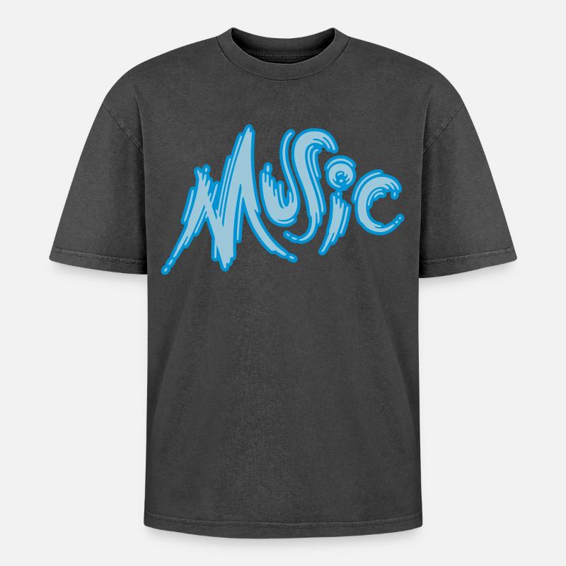 Music - Oversized Unisex Premium Acid-Washed T-Shirt - Schwarz Acid Wash