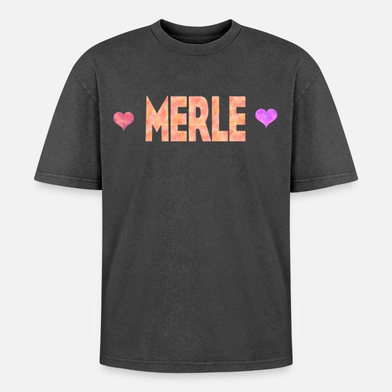 Merle - Oversized Unisex Premium Acid-Washed T-Shirt - acid washed black