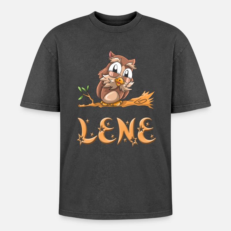 Eule Lene - Oversized Unisex Premium Acid-Washed T-Shirt - Schwarz Acid Wash