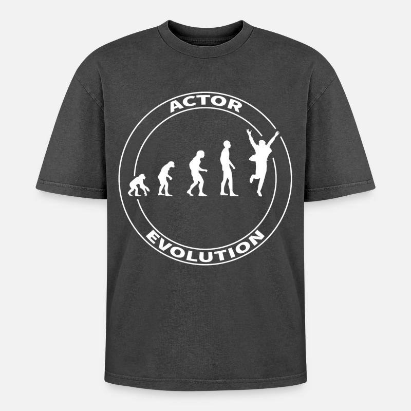 Evolution Schauspieler Darsteller Hollywood witzig - Oversized Unisex Premium Acid-Washed T-Shirt - Schwarz Acid Wash