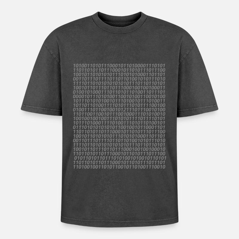 Logo de code binaire - T-shirt Premium unisexe oversize acid-washed - noir délavé acide
