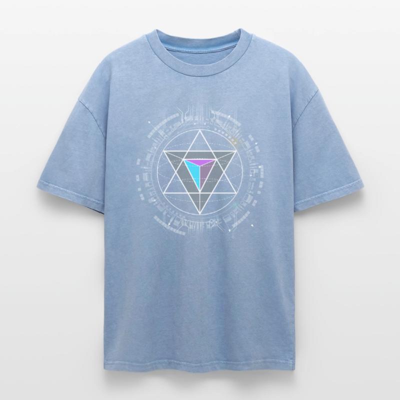 nerd cpu pyramid illuminati game wow hacker code Oversized Unisex Premium Acid-Washed T-Shirt