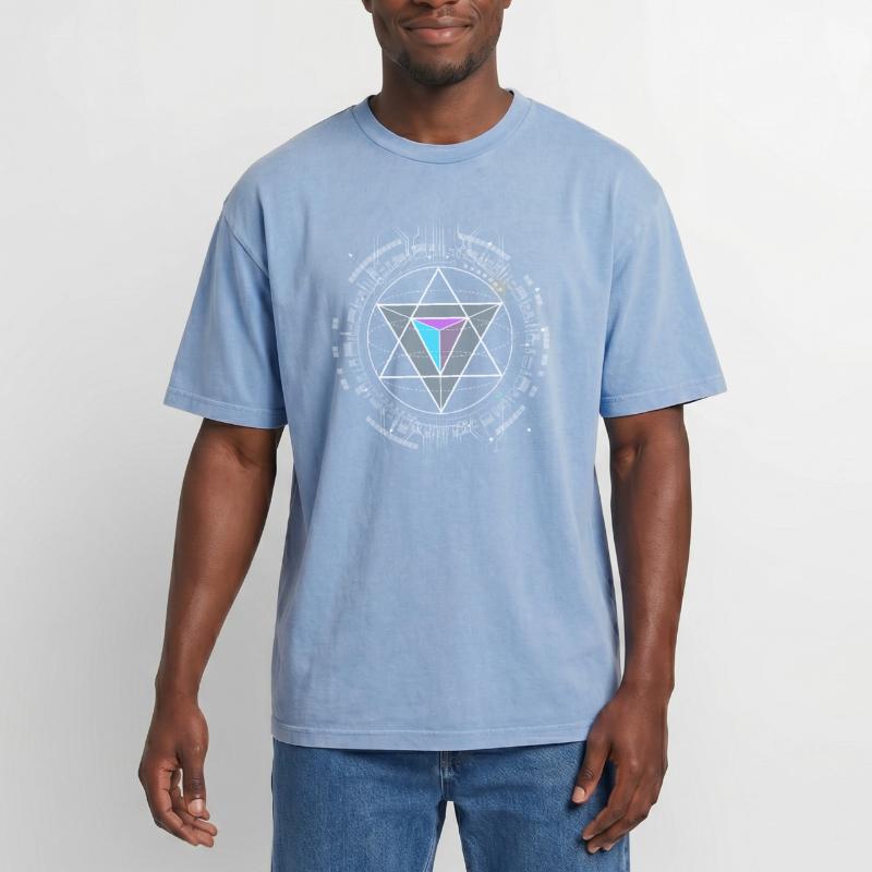 nerd cpu pyramid illuminati game wow hacker code Oversized Unisex Premium Acid-Washed T-Shirt