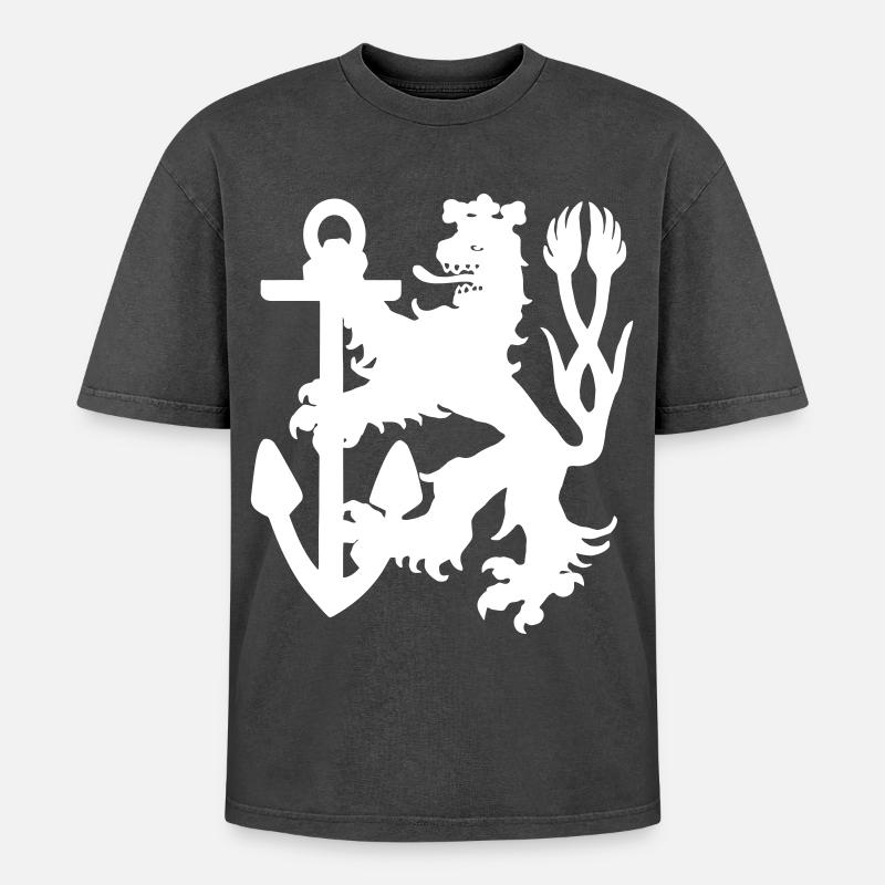 Düsseldorf - Düsseldorfer Löwe - Oversized Unisex Premium Acid-Washed T-Shirt - Schwarz Acid Wash