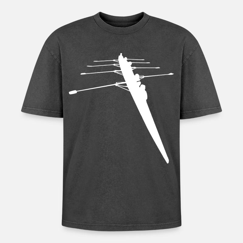Ruderer - 4er Ruderboot - Oversized Unisex Premium Acid-Washed T-Shirt - Schwarz Acid Wash