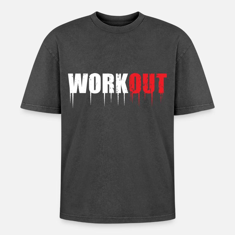 workout - Oversized Unisex Premium Acid-Washed T-Shirt - acid washed black
