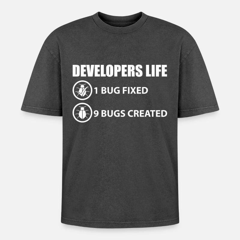 Programmer joke - Oversized Unisex Premium Acid-Washed T-Shirt - acid washed black