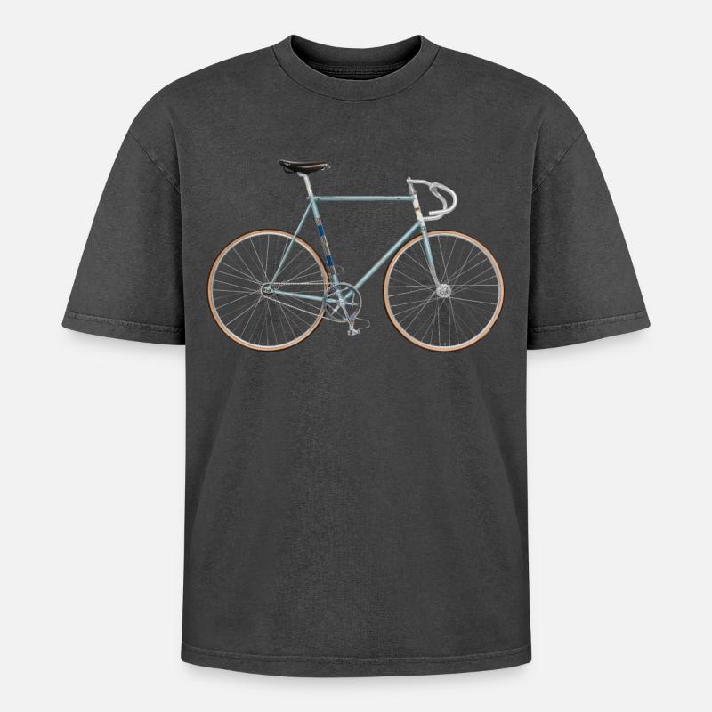historisches Bahnrad - Oversized Unisex Premium Acid-Washed T-Shirt - Schwarz Acid Wash