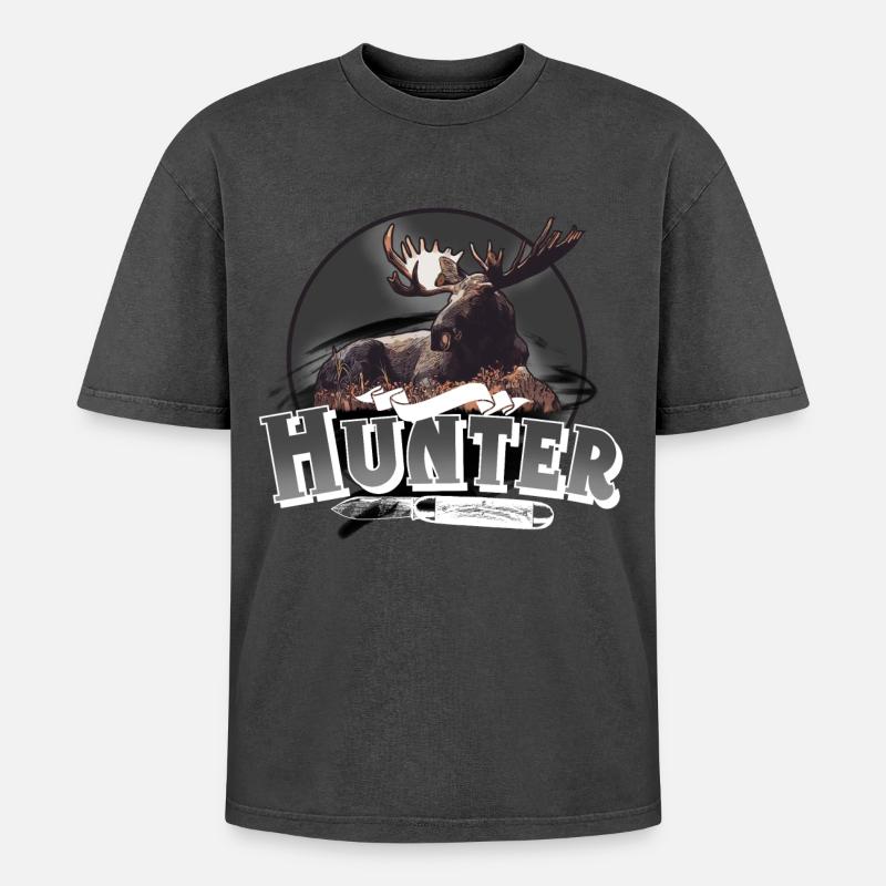 Hunter hunter hunting - Oversized Unisex Premium Acid-Washed T-Shirt - acid washed black