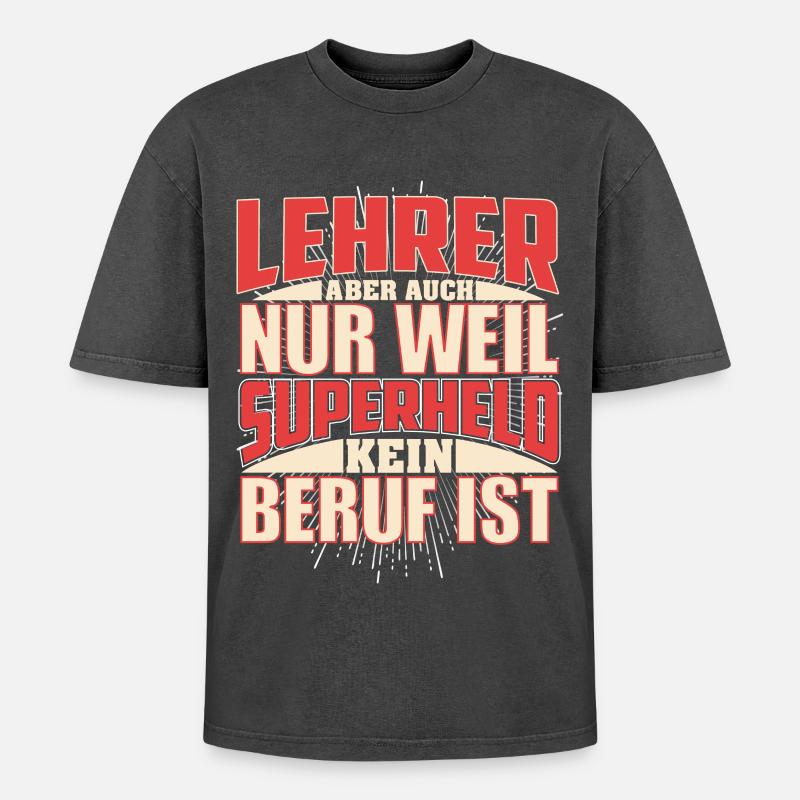 Lehrer Superheld - Oversized Unisex Premium Acid-Washed T-Shirt - Schwarz Acid Wash