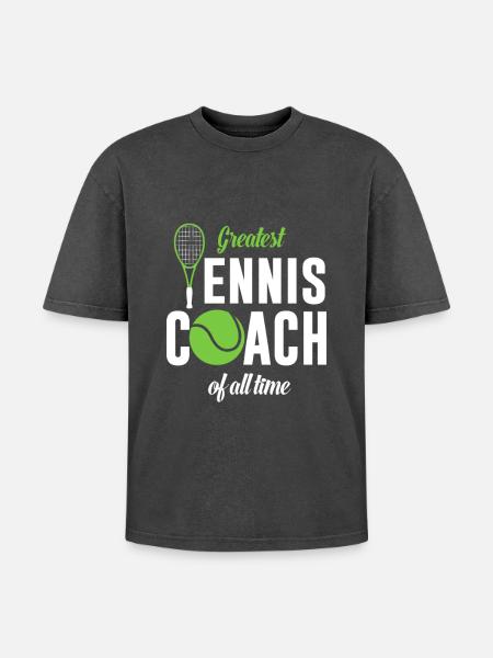 Largest tennis coach ever - Oversized Unisex Premium Acid-Washed T-Shirt - acid washed black