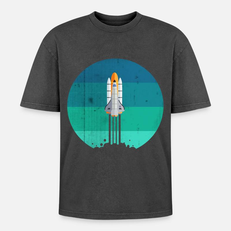 Space rocket rocket launch - Oversized Unisex Premium Acid-Washed T-Shirt - acid washed black