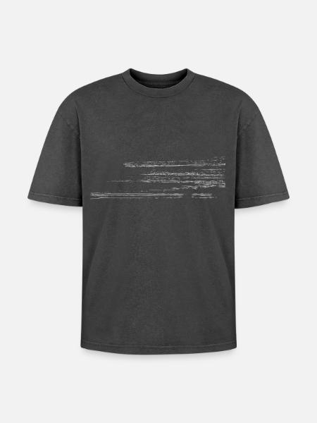 Abstract motif - line / white - Oversized Unisex Premium Acid-Washed T-Shirt - acid washed black