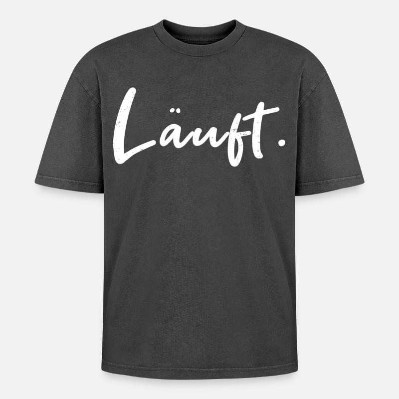 Läuft. – Handlettering Statement - Oversized Unisex Premium Acid-Washed T-Shirt - Schwarz Acid Wash
