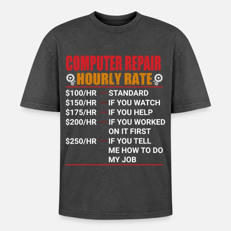 computer - Oversized Unisex Premium Acid-Washed T-Shirt - acid washed black