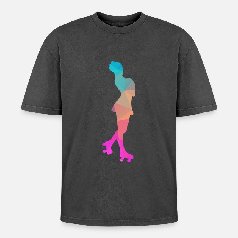 Abstrakter Eis- und Rollschuh-Design - Oversized Unisex Premium Acid-Washed T-Shirt - acid washed black