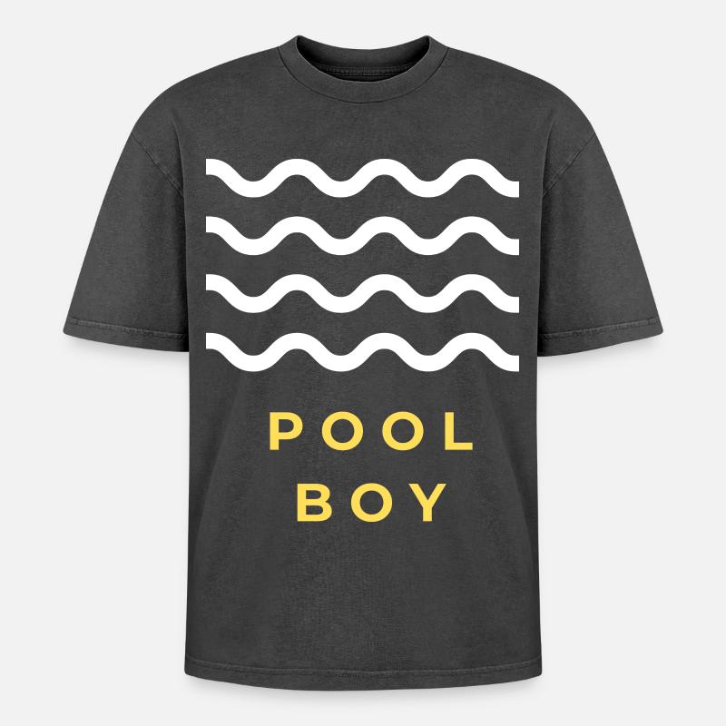 Pool Boy Geschenk - Oversized Unisex Premium Acid-Washed T-Shirt - Schwarz Acid Wash