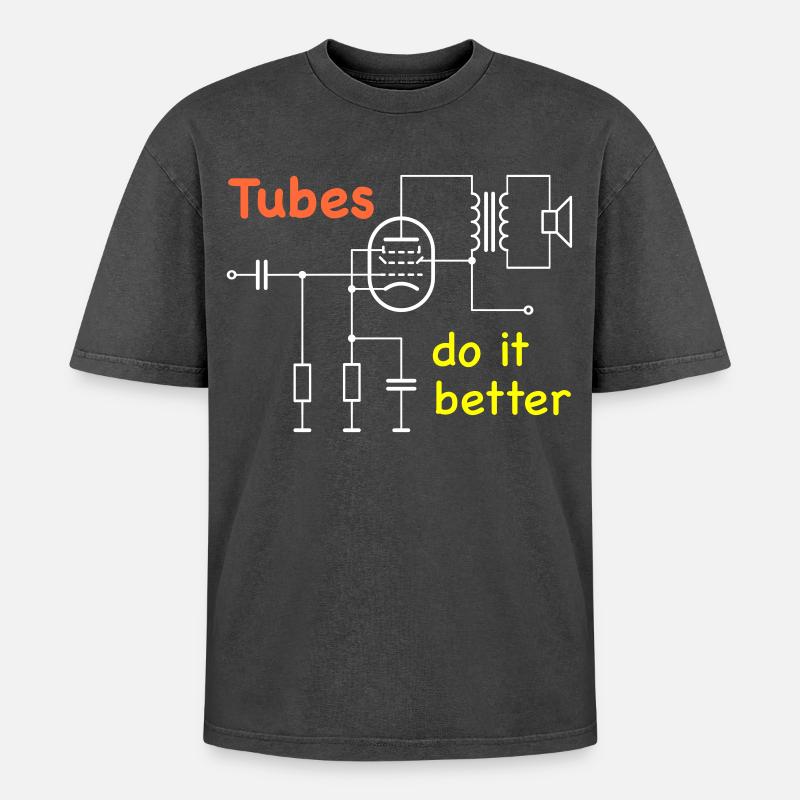 Vacuum Tubes do it better - Oversized Unisex Premium Acid-Washed T-Shirt - Schwarz Acid Wash