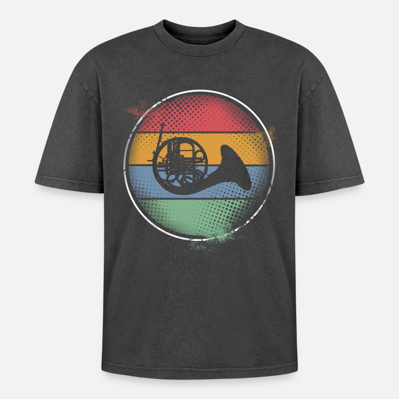 Bugle - Oversized Unisex Premium Acid-Washed T-Shirt - acid washed black