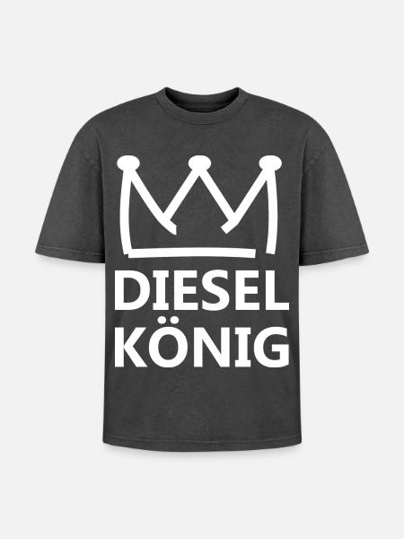 Diesel King - Oversized Unisex Premium Acid-Washed T-Shirt - acid washed black