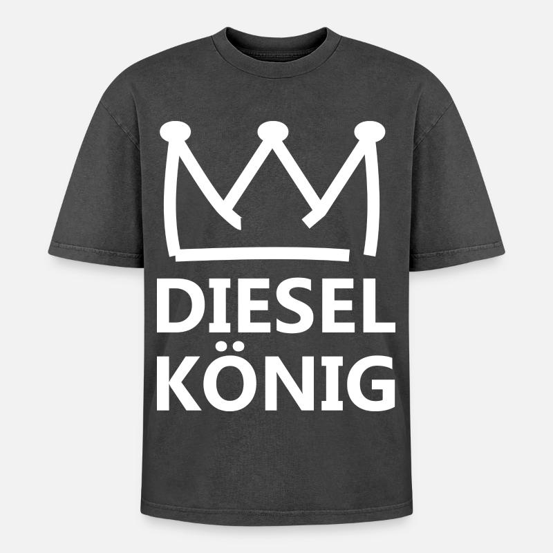 Diesel King - Oversized Unisex Premium Acid-Washed T-Shirt - acid washed black