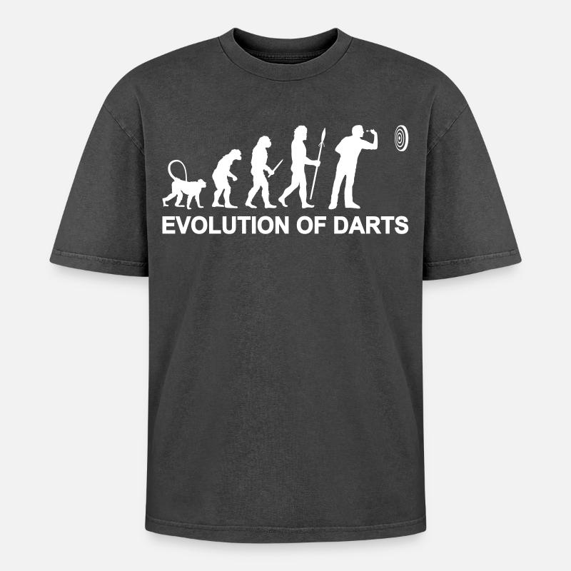 Evolution des Darts - Oversized Unisex Premium Acid-Washed T-Shirt - Schwarz Acid Wash